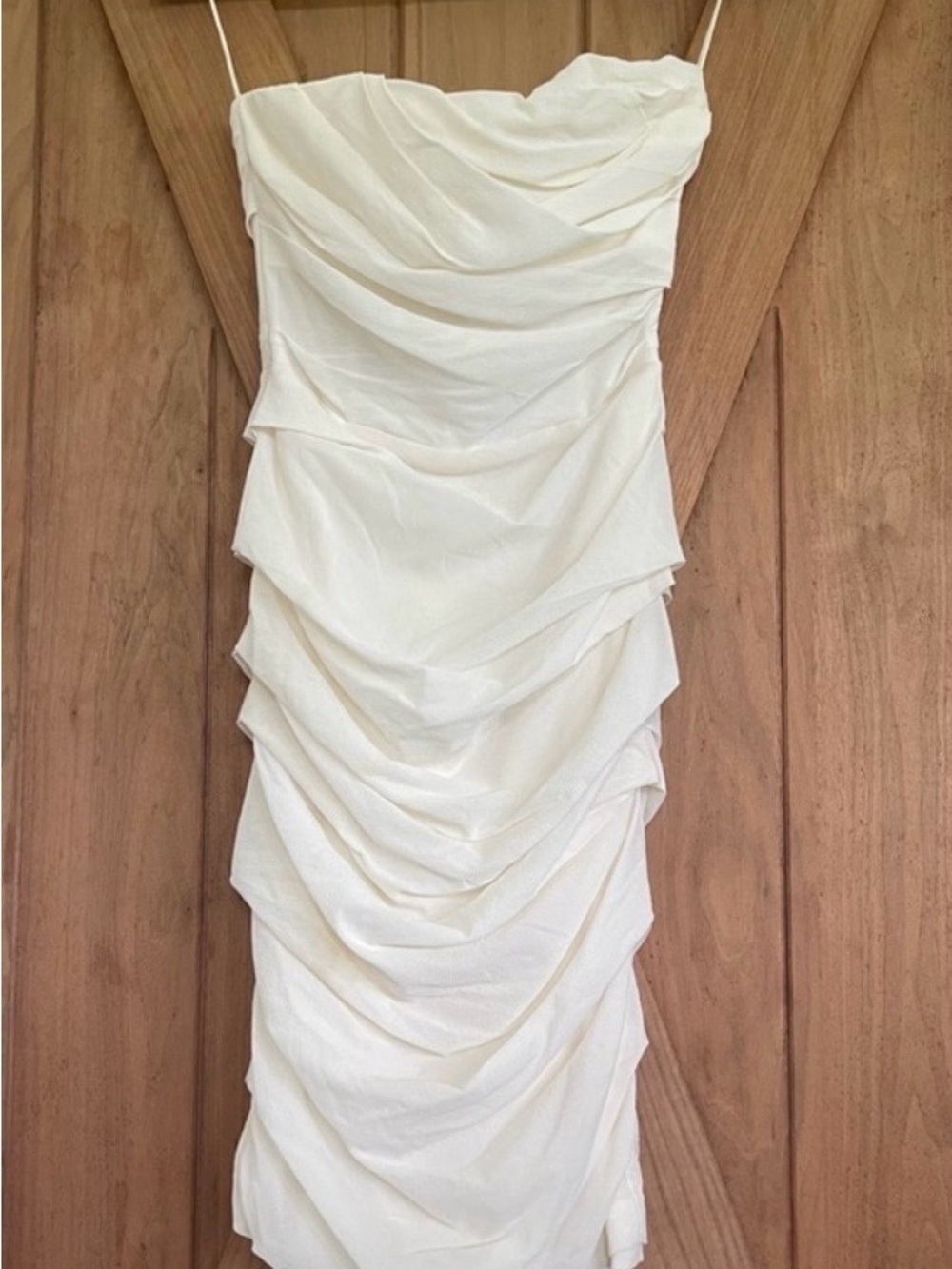 Dolce & Gabbana Ivory Ruched Strapless Dress
